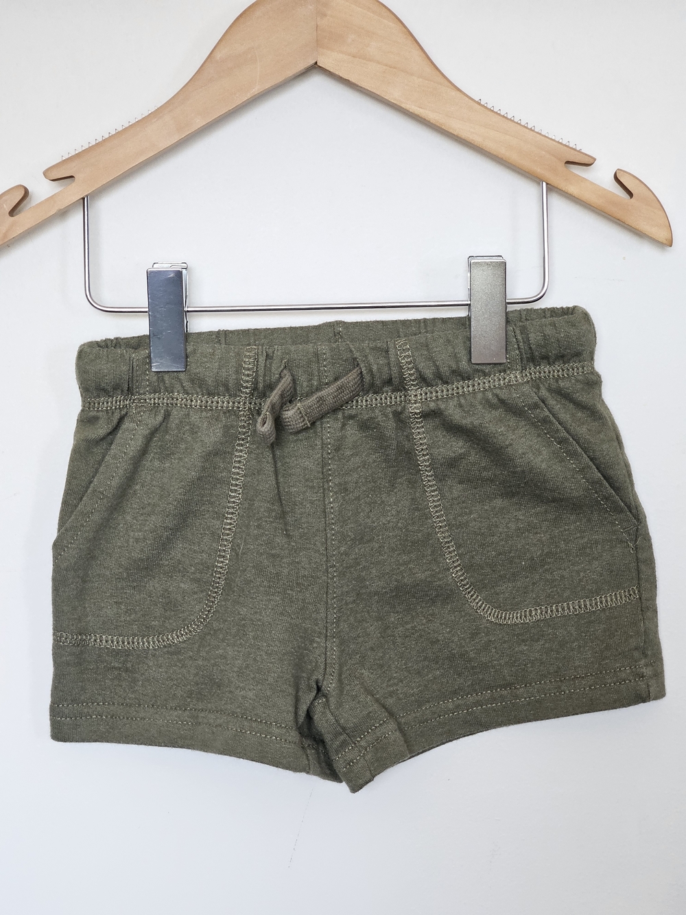 Carter's Baby Boy Olive Green Fleece Shorts Elastic Waist Drawstring 12M 🩷